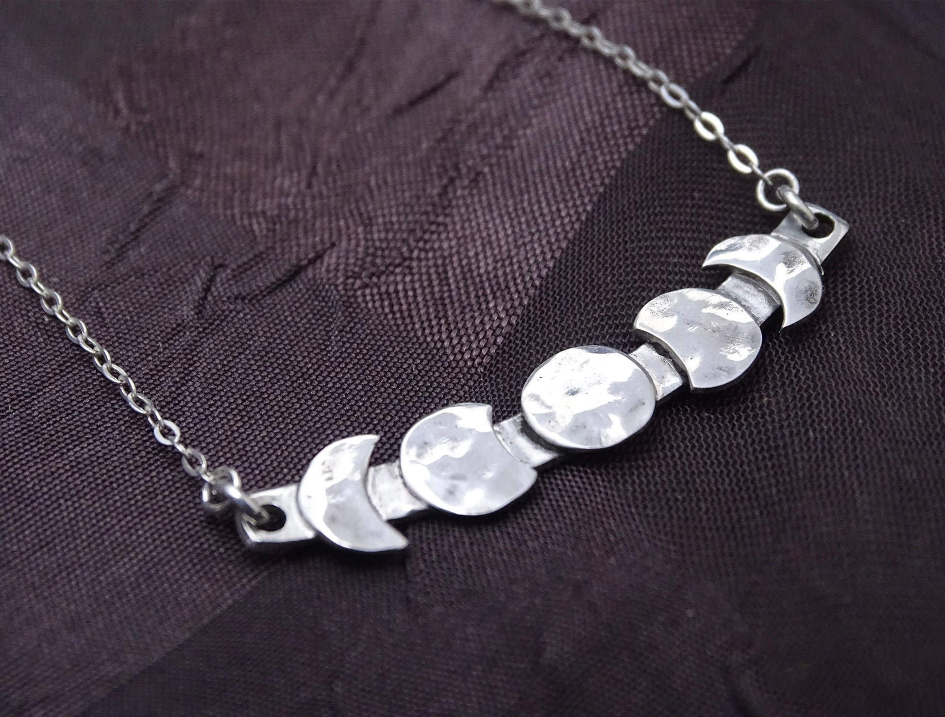 Moon Phase Necklace Sterling Silver