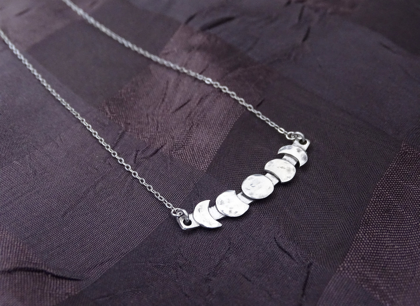 Moon Phase Necklace Sterling Silver