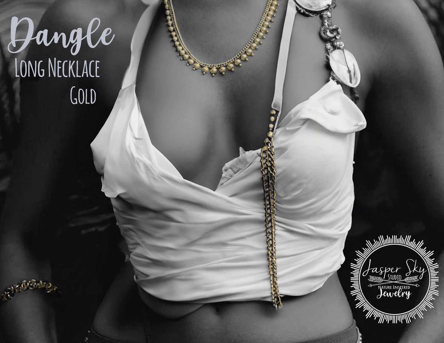 Boho Gold Dangle Choker: Hypoallergenic Necklace, Tarnish Resistant Club Accessory with Hanging Elements