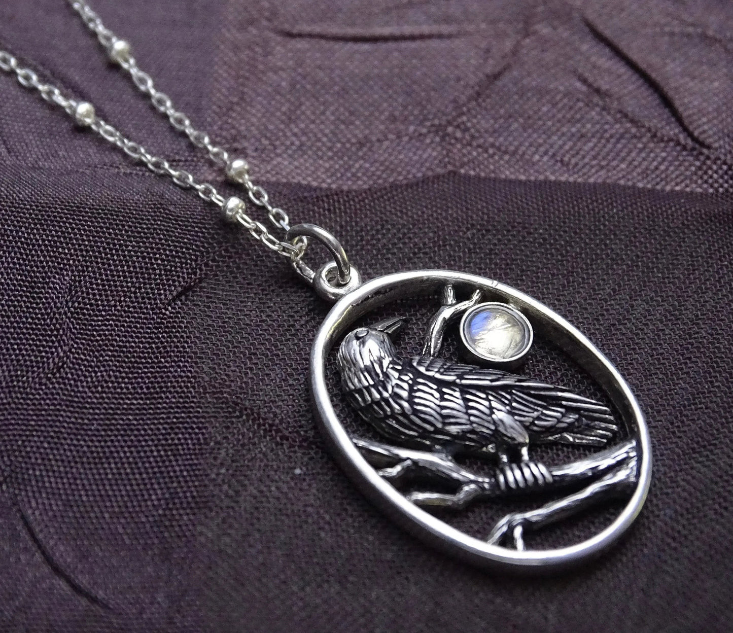 Sterling Silver Moonstone Raven Necklace - Spiritually Transformative Jewelry for Hope and Renewal  - Christmas Gift