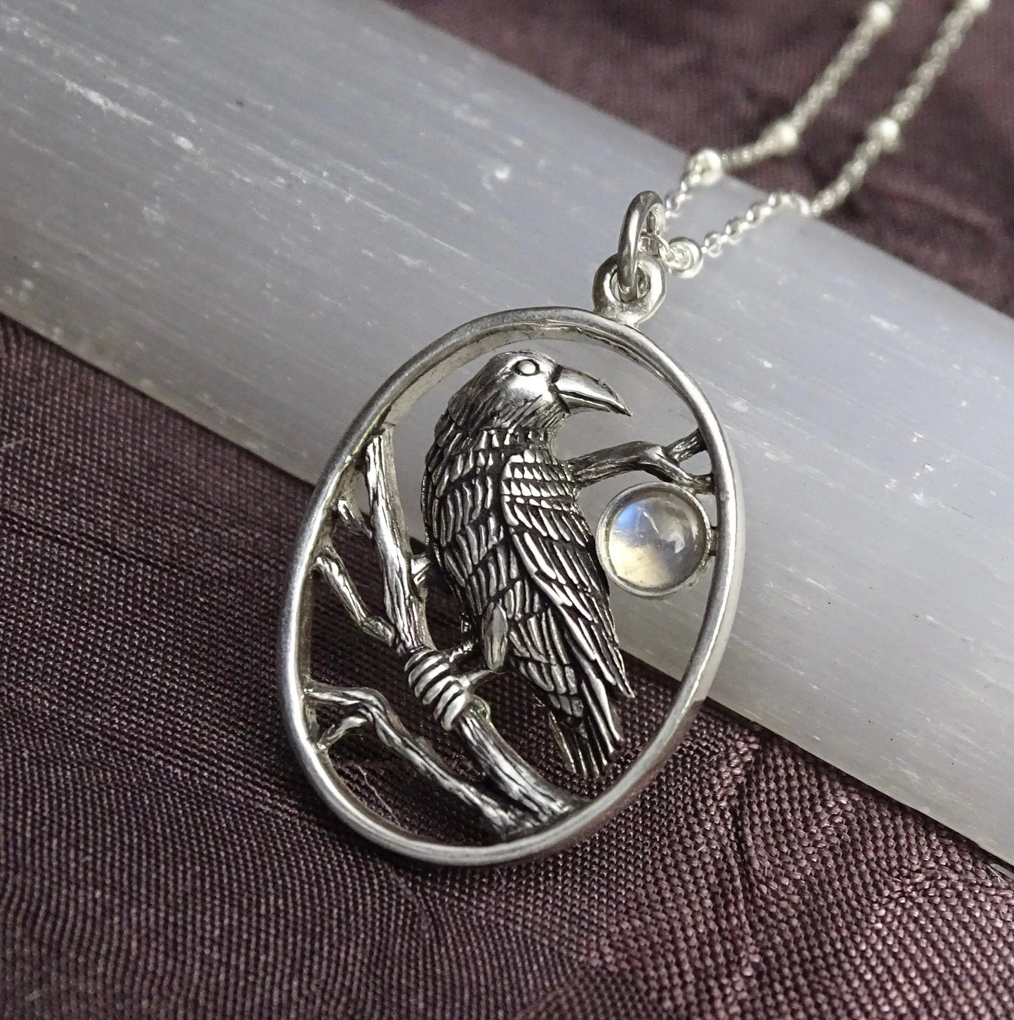 Raven moonstone pendant