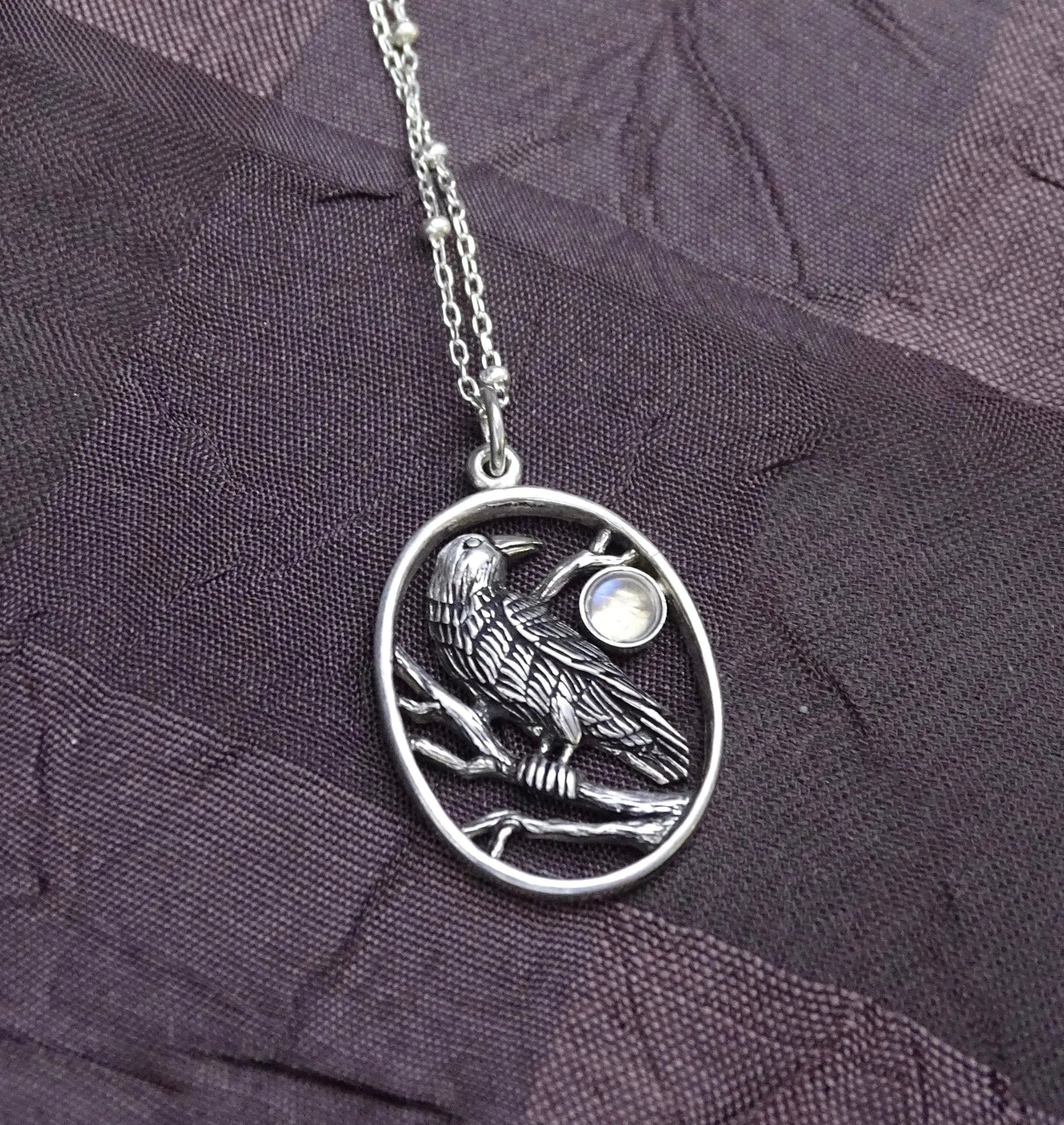 Sterling Silver Moonstone Raven Necklace - Spiritually Transformative Jewelry for Hope and Renewal  - Christmas Gift