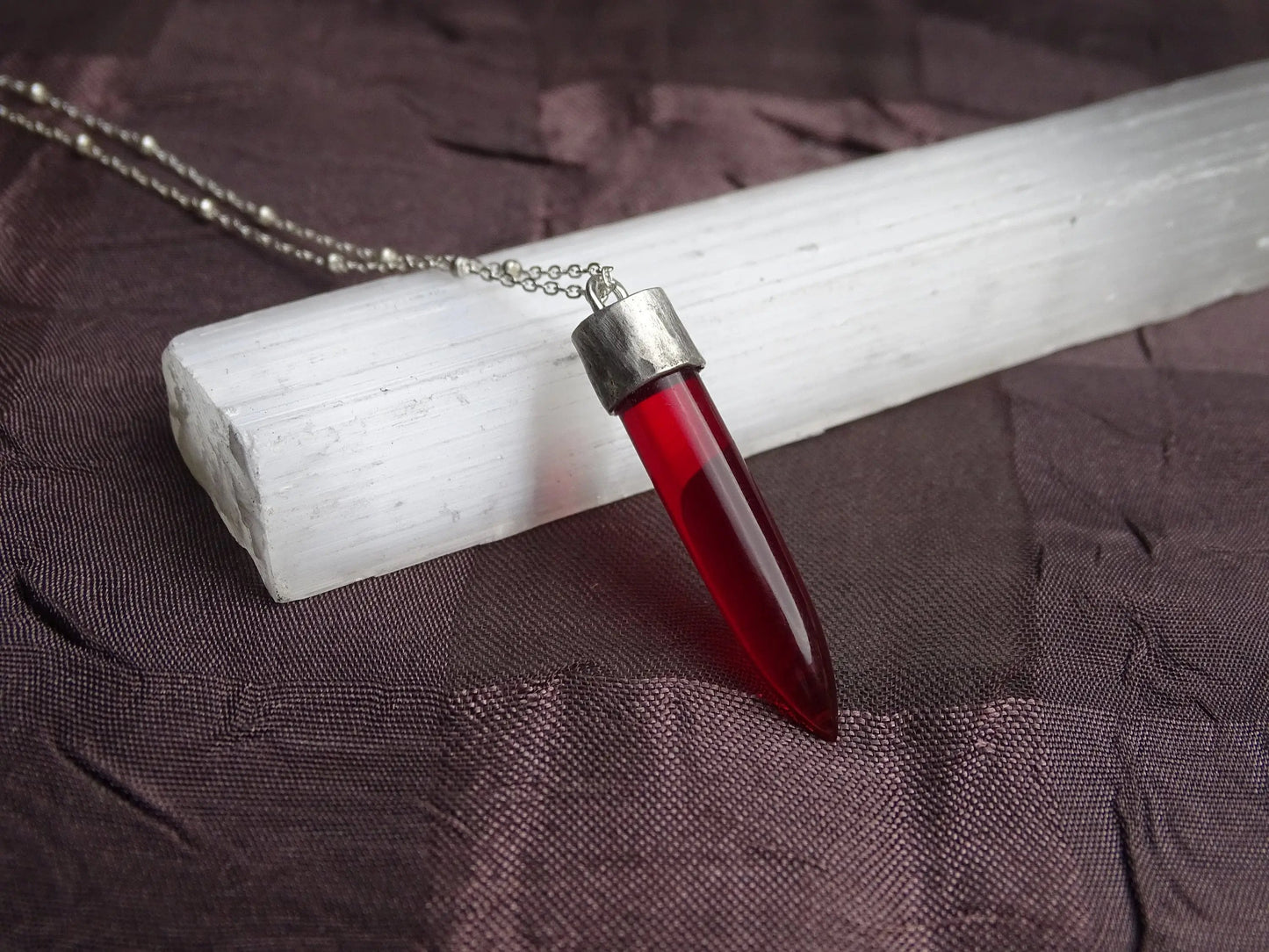 Garnet Bullet Pendant Necklace
