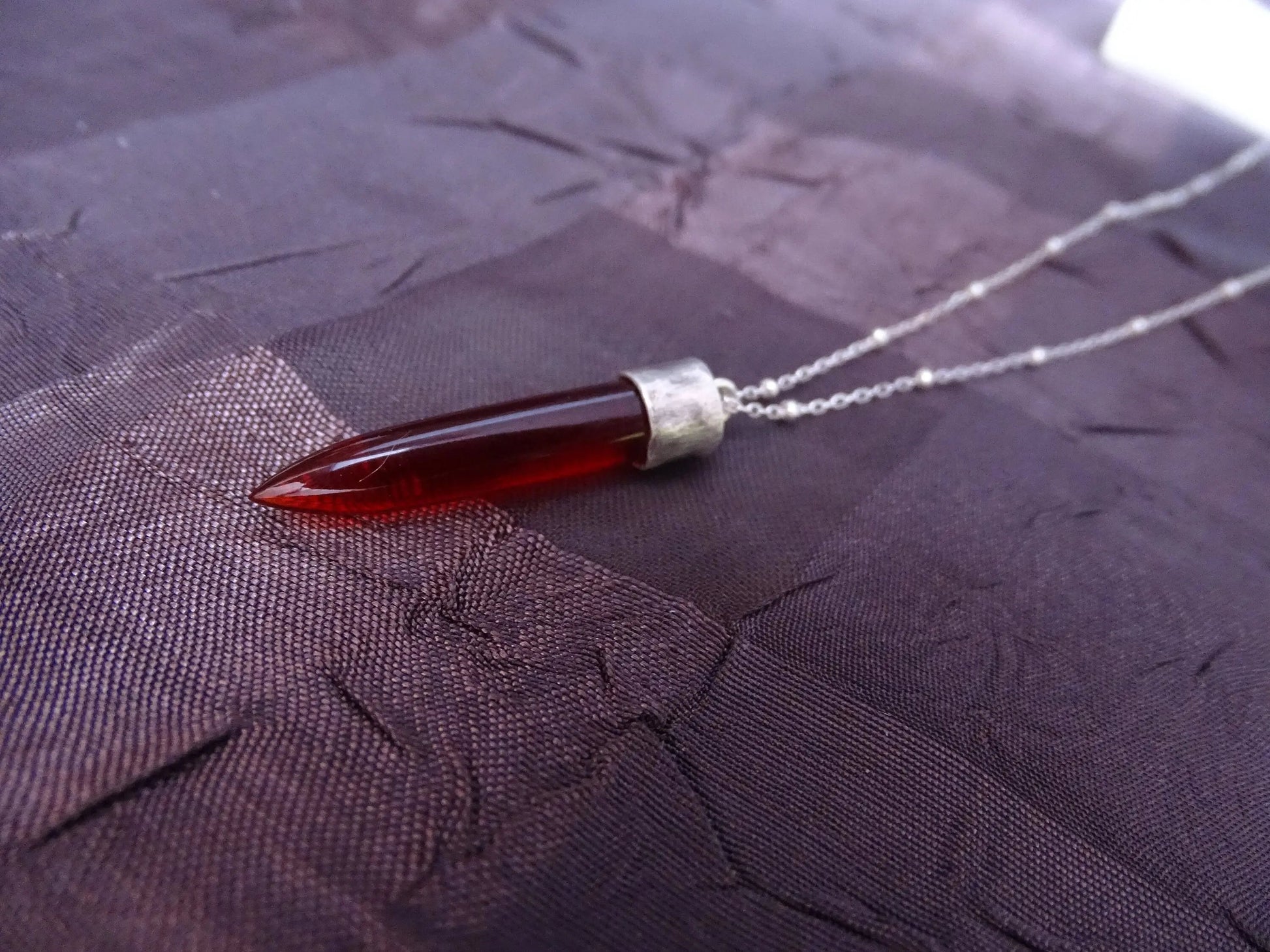 Garnet Bullet Pendant Necklace