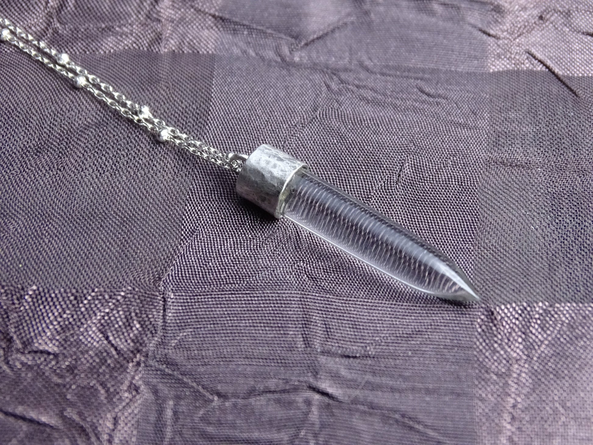 Quartz Bullet Pendant Necklace
