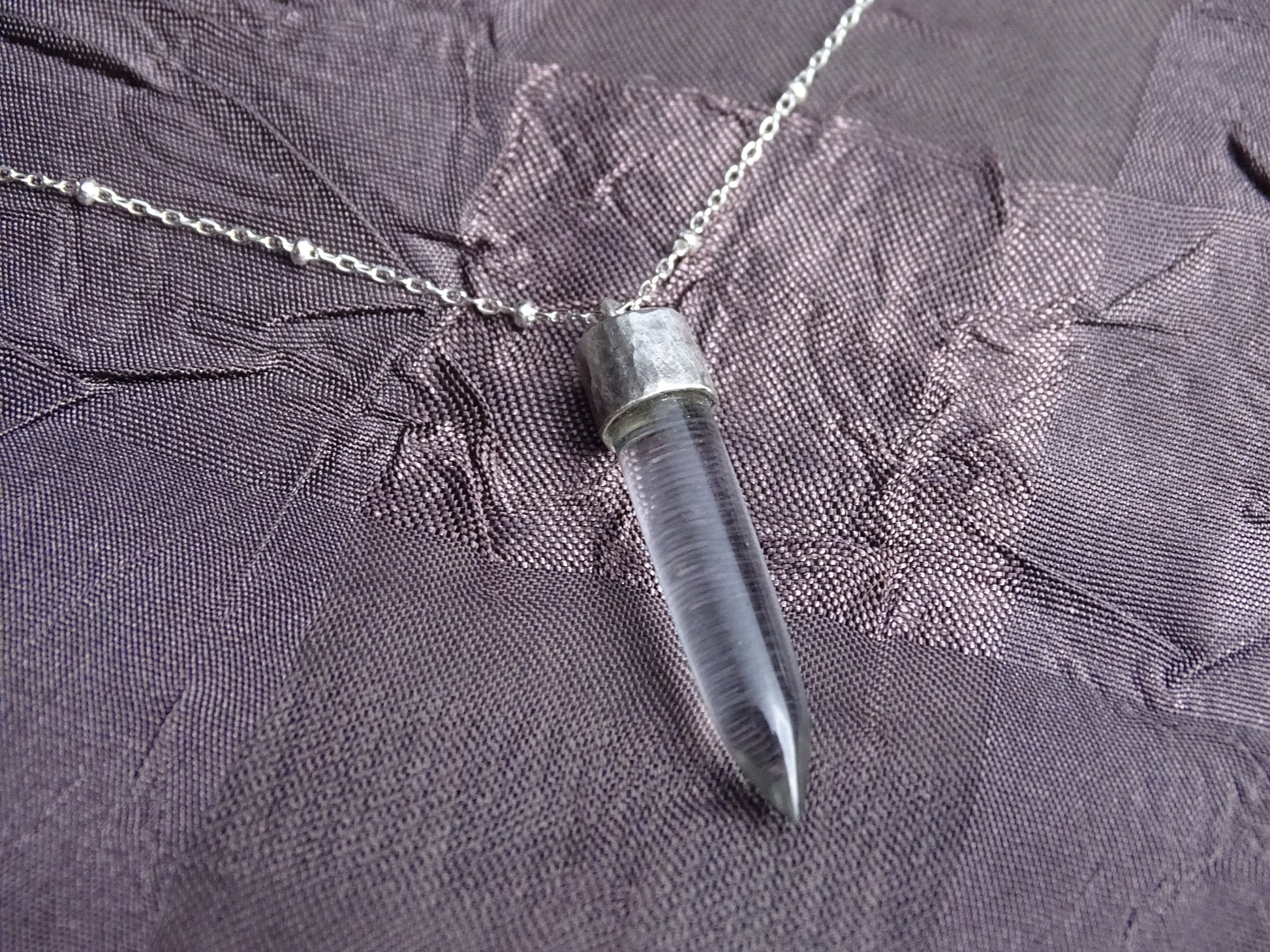 Quartz Bullet Pendant Necklace
