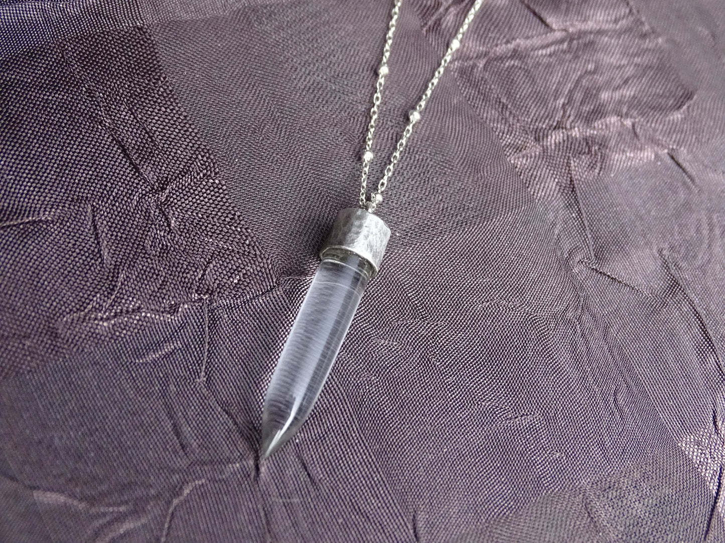 Quartz Bullet Pendant Necklace