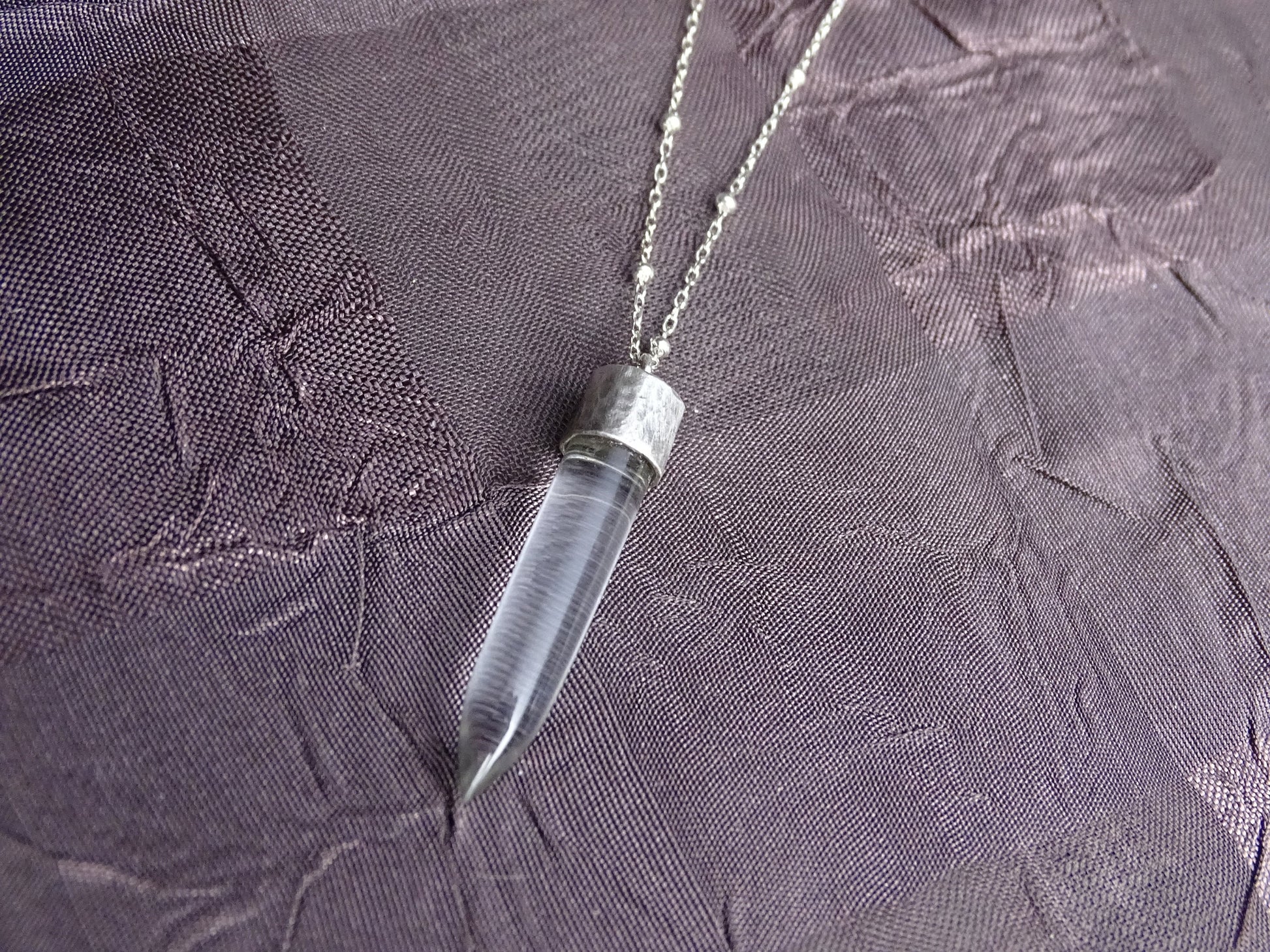 Quartz Bullet Pendant Necklace