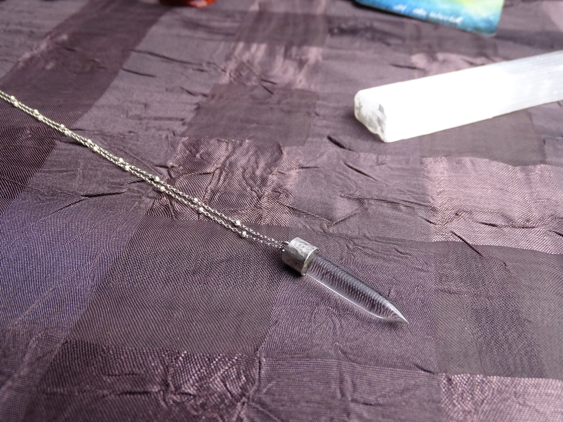 Quartz Bullet Pendant Necklace