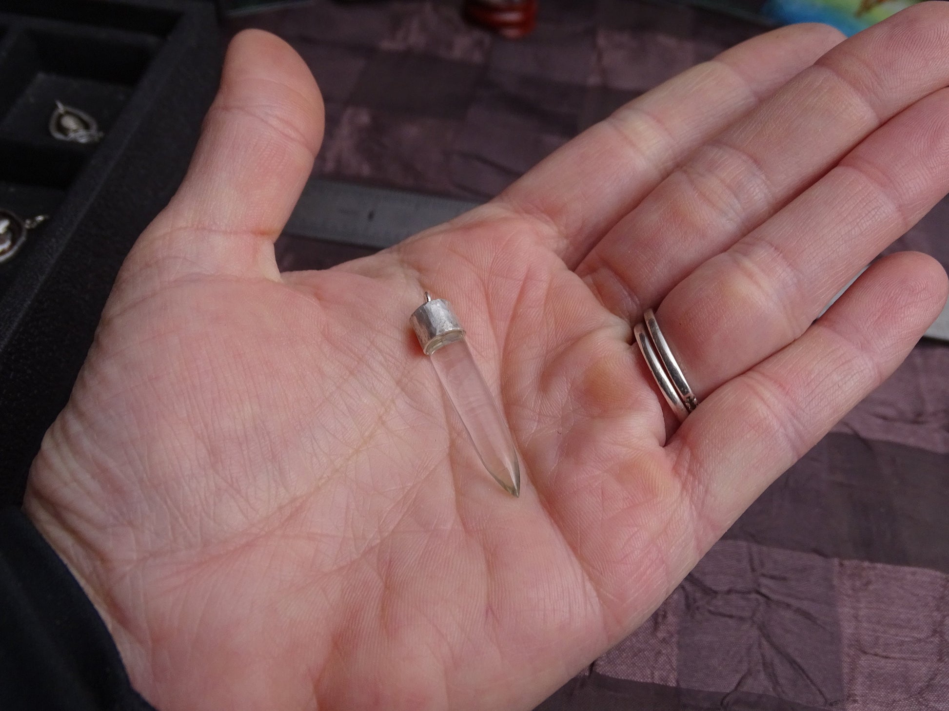 Quartz Bullet Pendant Necklace