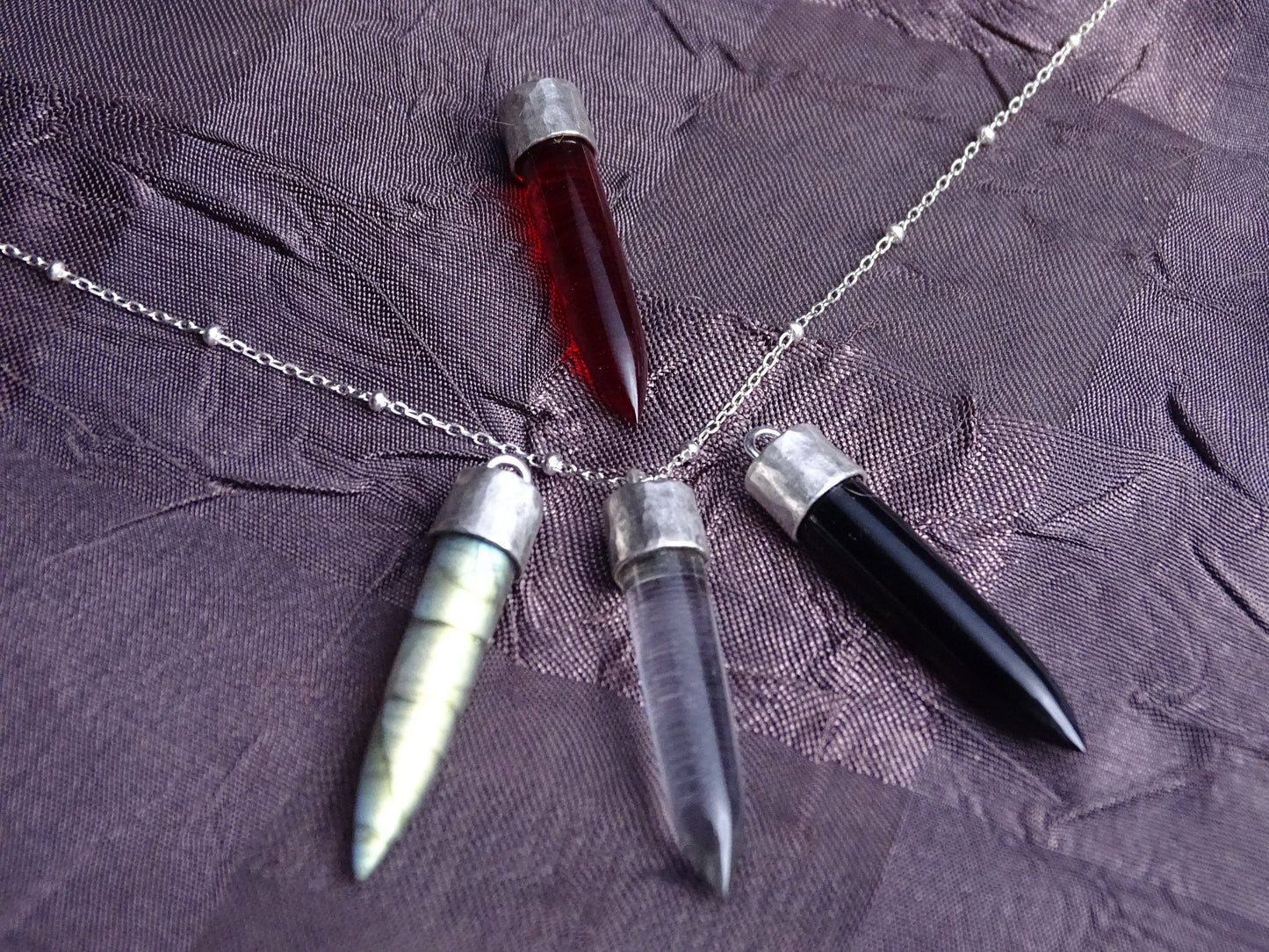 Quartz Bullet Pendant Necklace