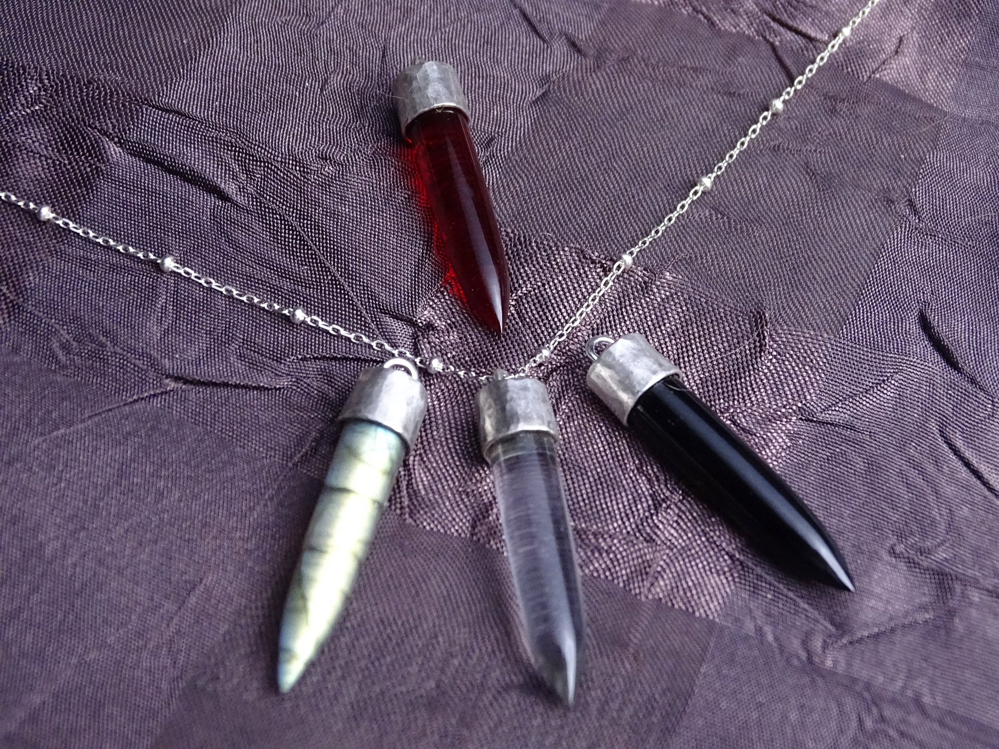 Quartz Bullet Pendant Necklace