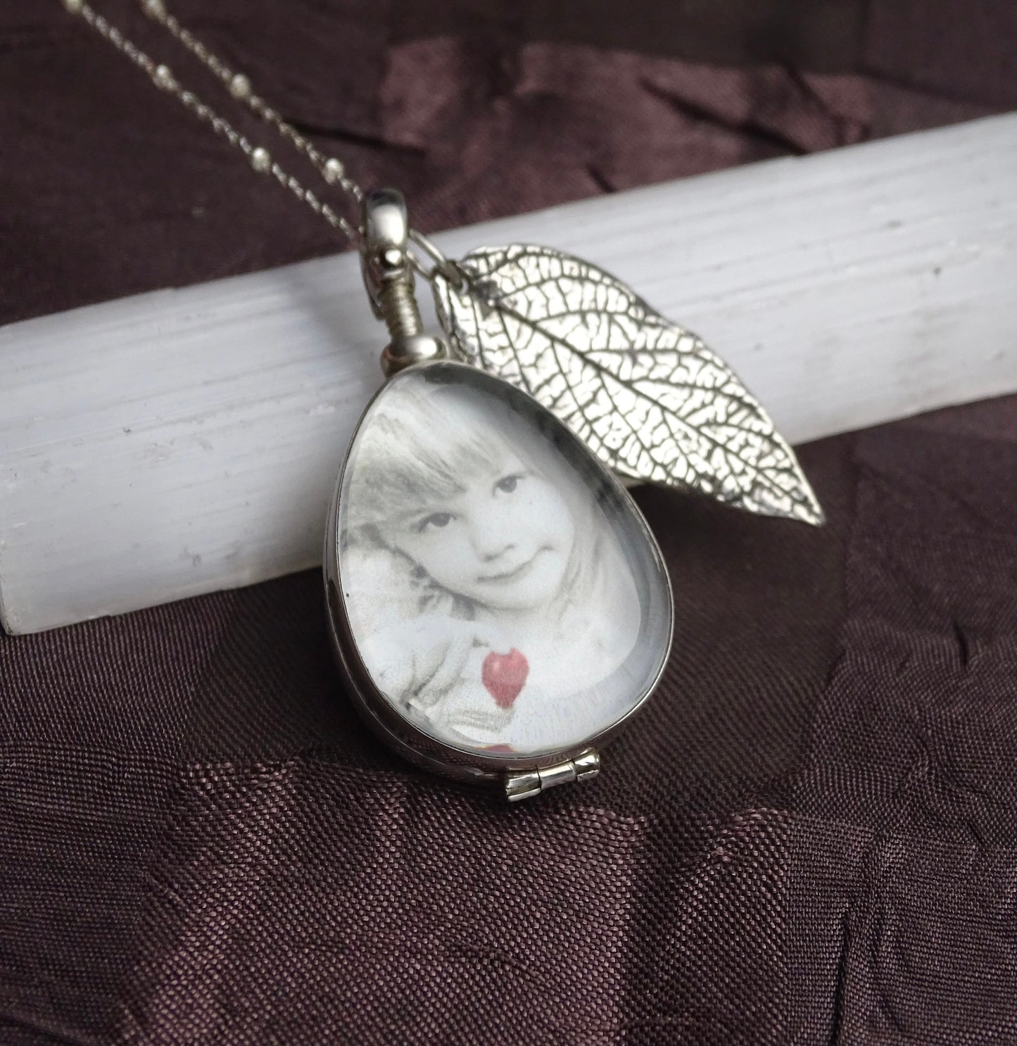 Sterling Silver Teardrop Glass Locket
