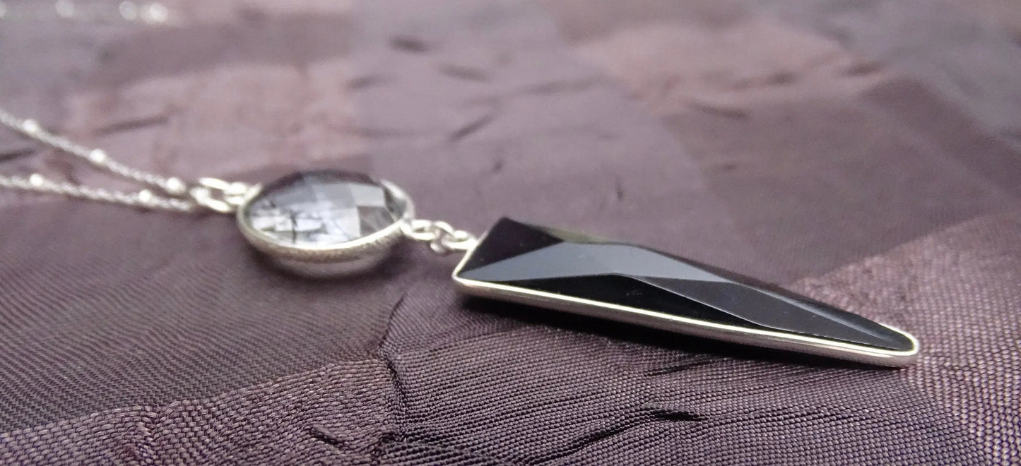 Obsidian Pendant & Earrings Set