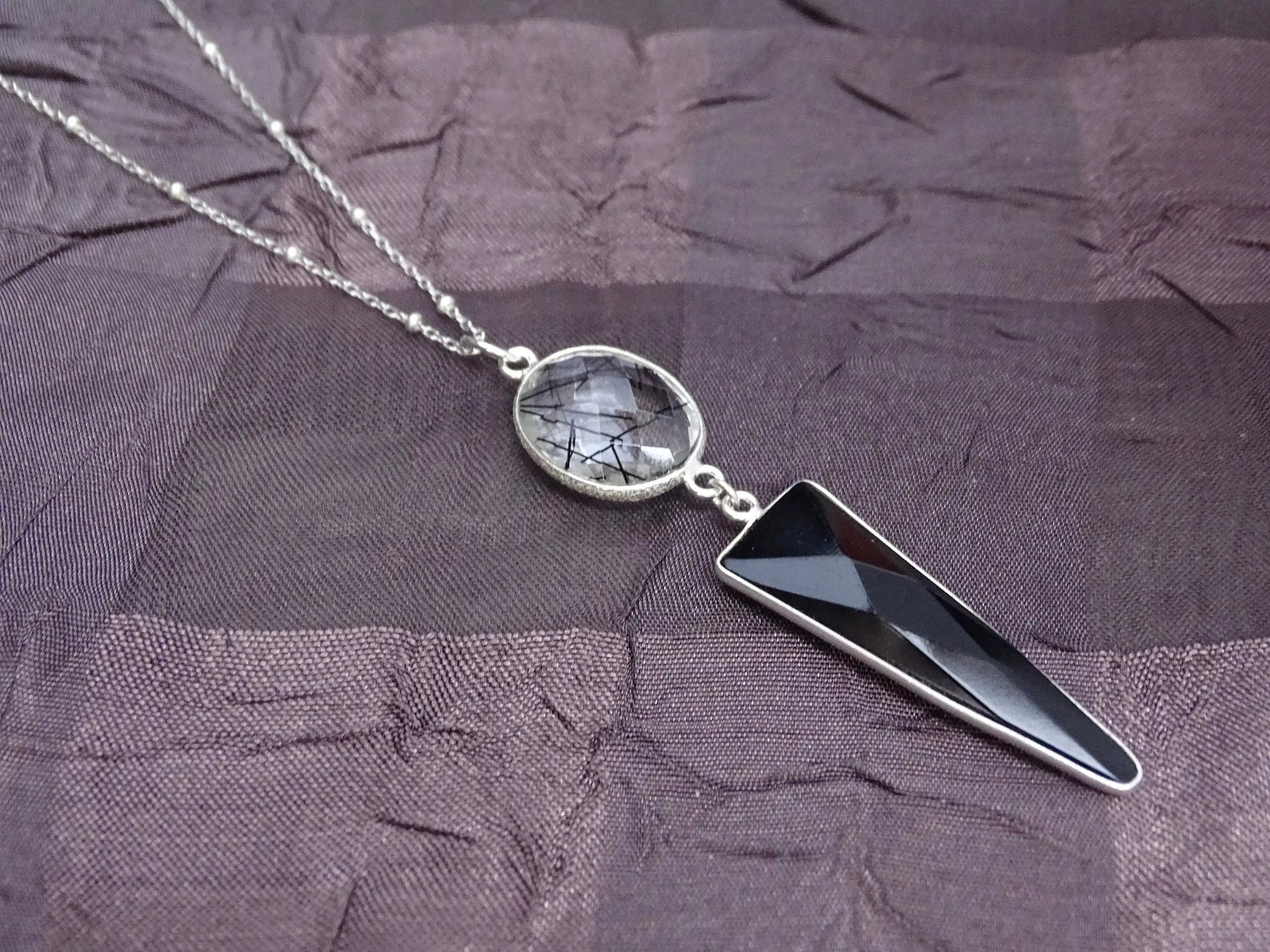 Obsidian Pendant & Earrings Set
