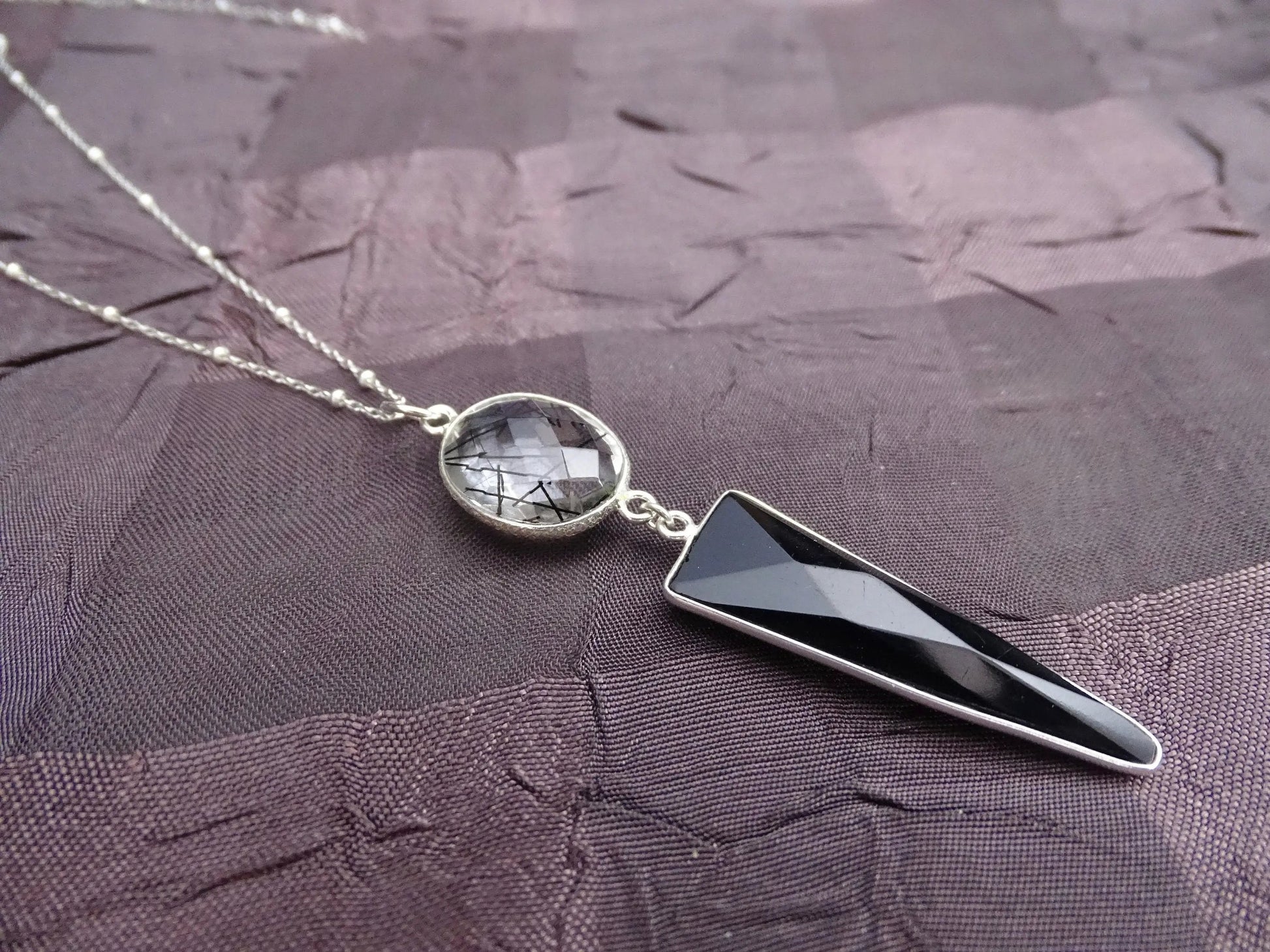 Obsidian Pendant & Earrings Set