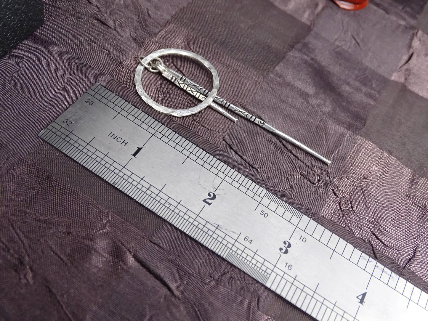 Sterling Silver Spike Pendant  Earrings Set with Etched Design - Unique Jewelry Gift for Her - Gift for Christmas