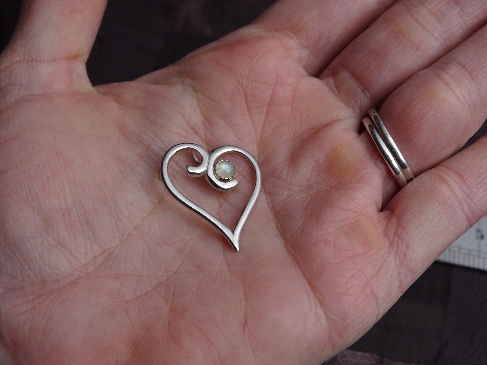Sterling Silver Heart Necklace with Moonstone