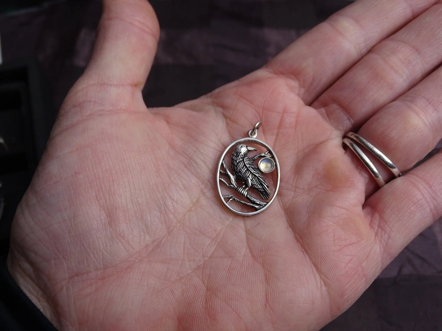 Sterling Silver Moonstone Raven Necklace - Spiritually Transformative Jewelry for Hope and Renewal  - Christmas Gift