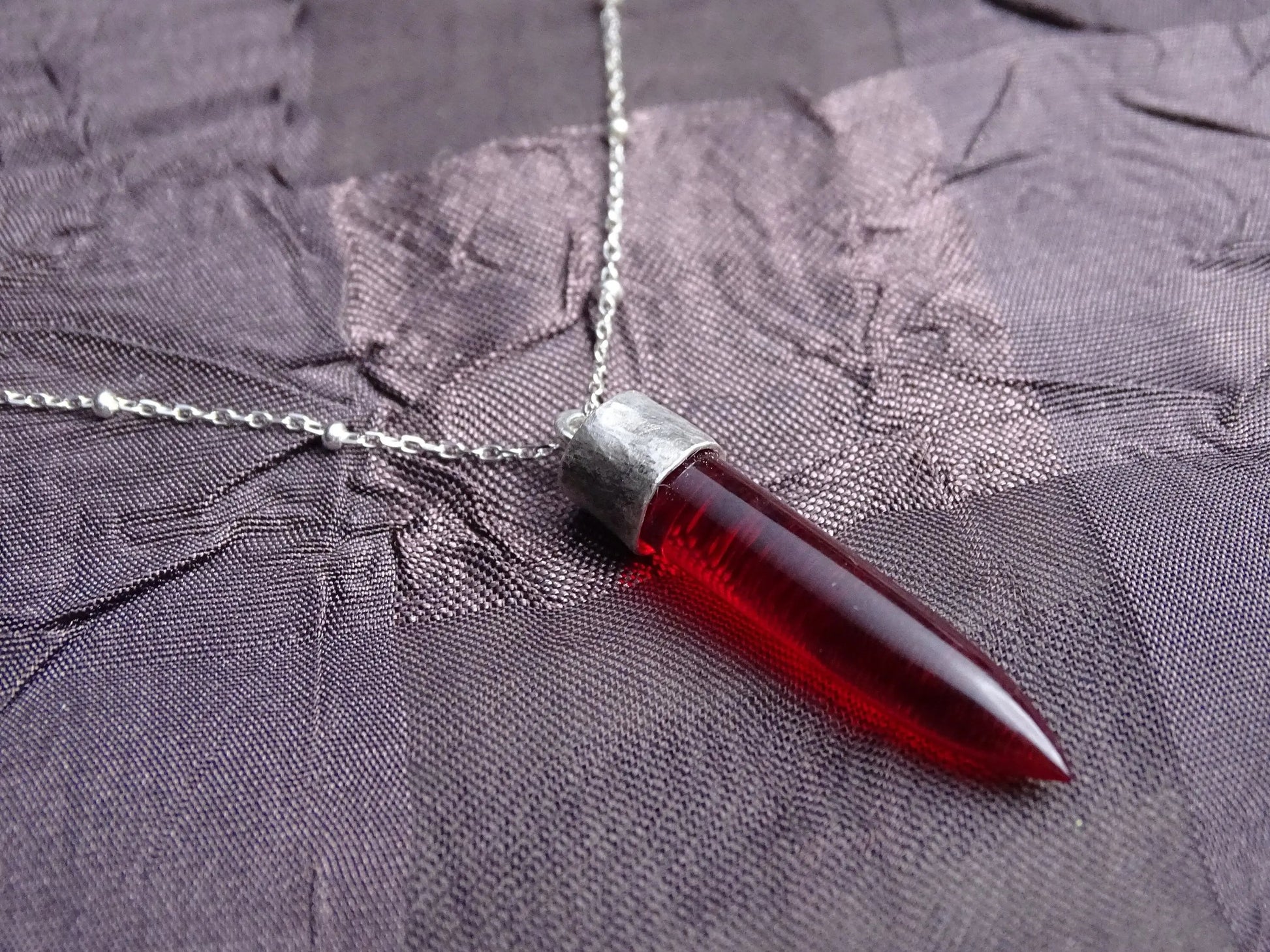 Garnet Bullet Pendant Necklace