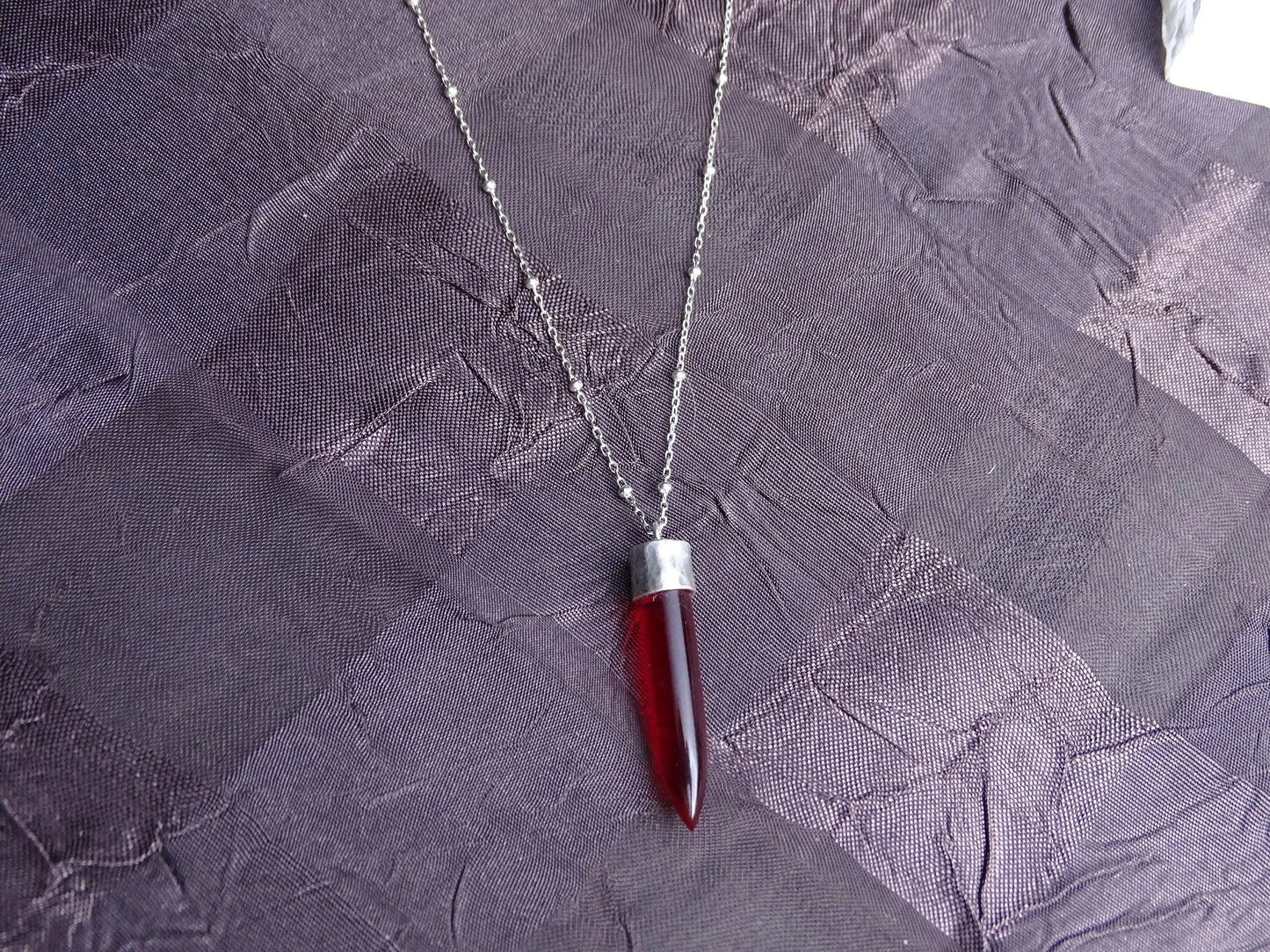 Garnet Bullet Pendant Necklace