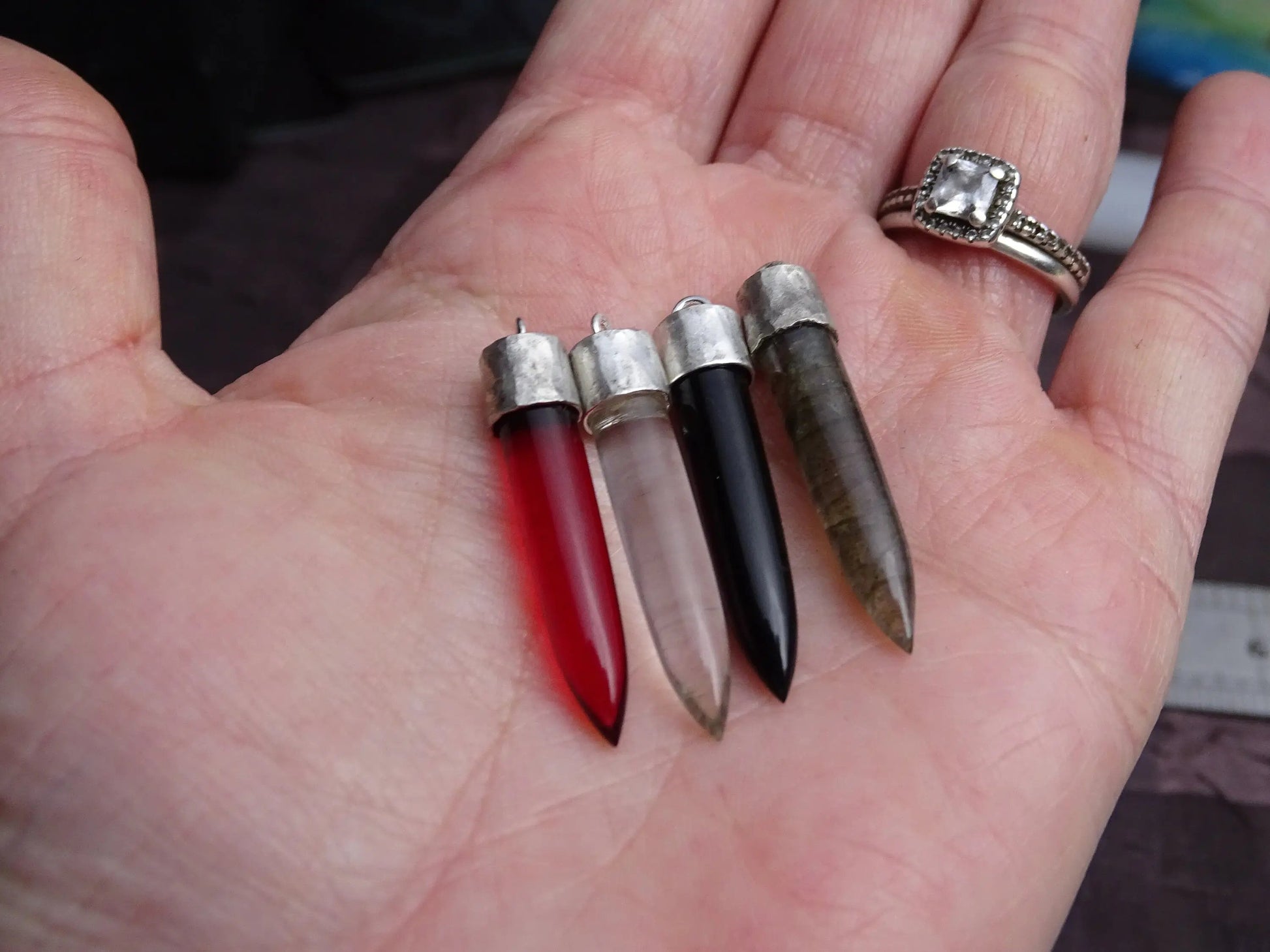 Garnet Bullet Pendant Necklace