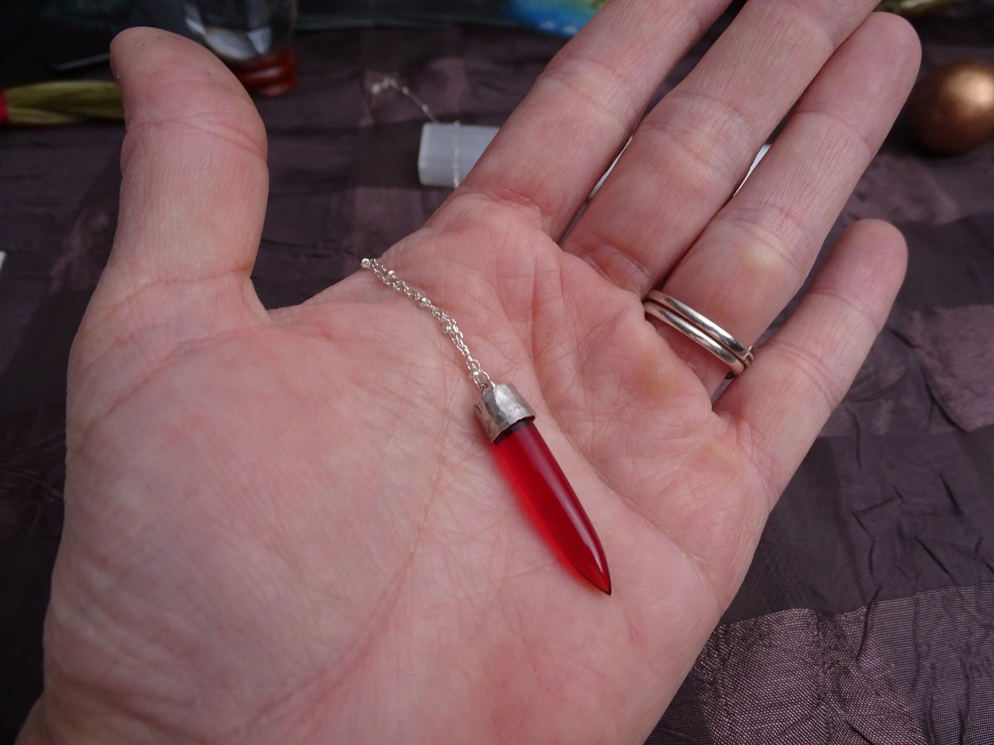 Garnet Bullet Pendant Necklace