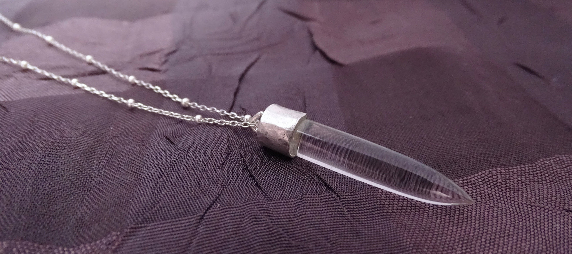 Quartz Bullet Pendant Necklace