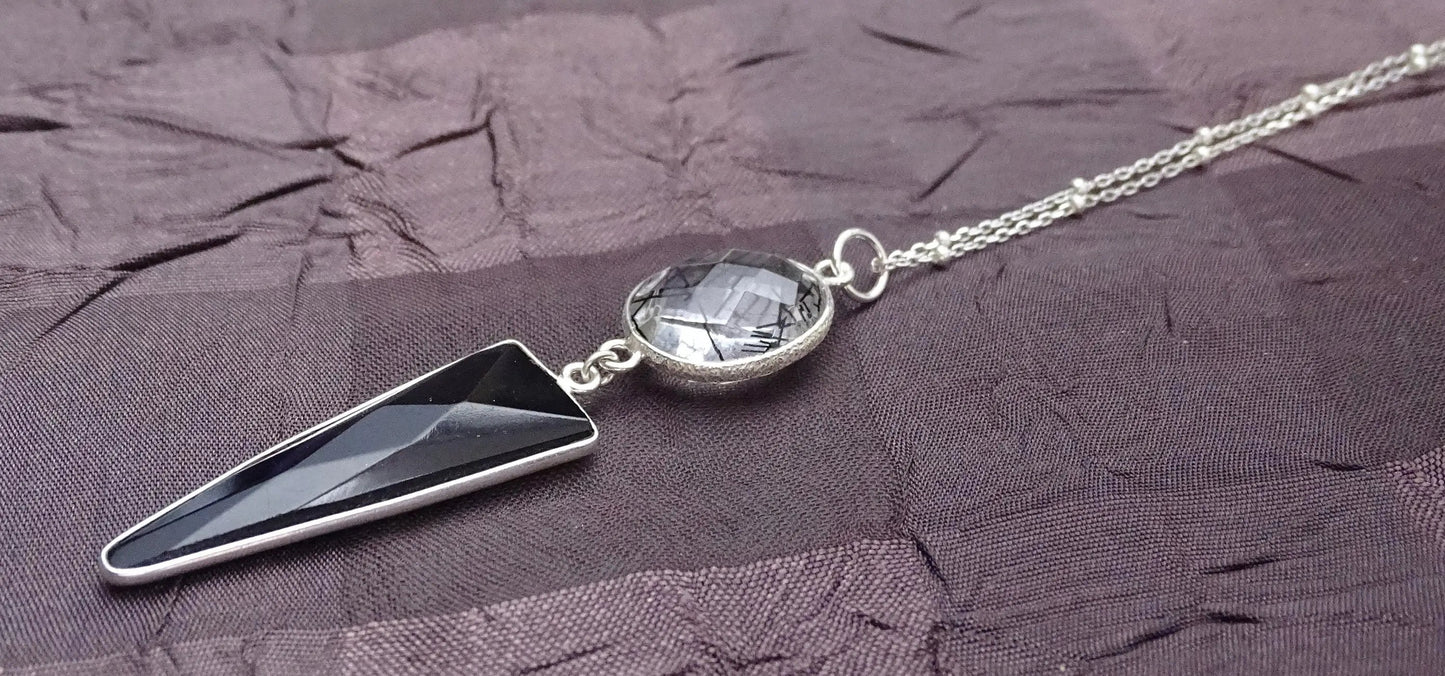 Obsidian Pendant & Earrings Set