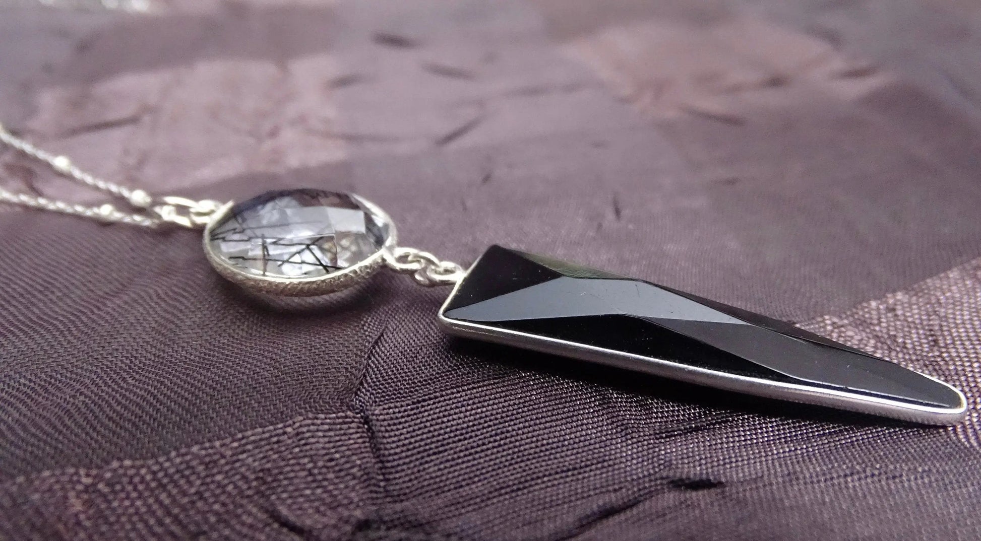 Obsidian Pendant & Earrings Set