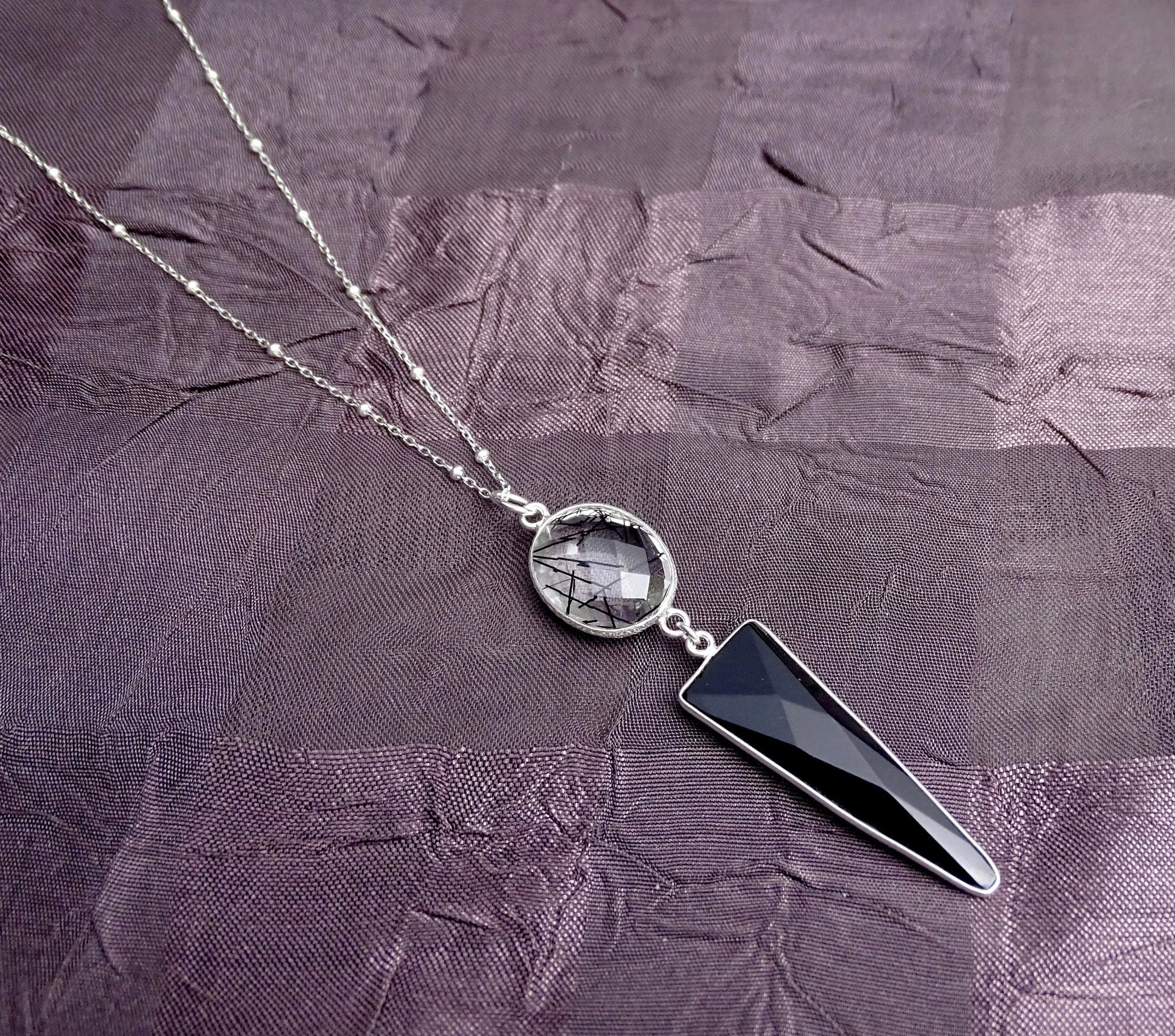 Obsidian Pendant & Earrings Set