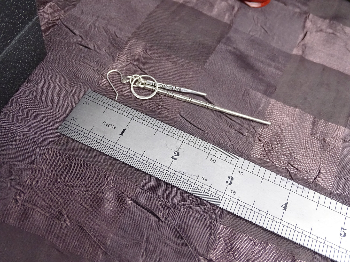 Sterling Silver Spike Pendant  Earrings Set with Etched Design - Unique Jewelry Gift for Her - Gift for Christmas