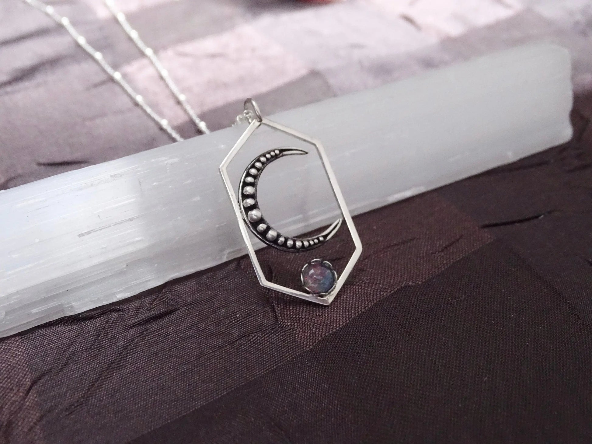 Sterling silver moon necklace