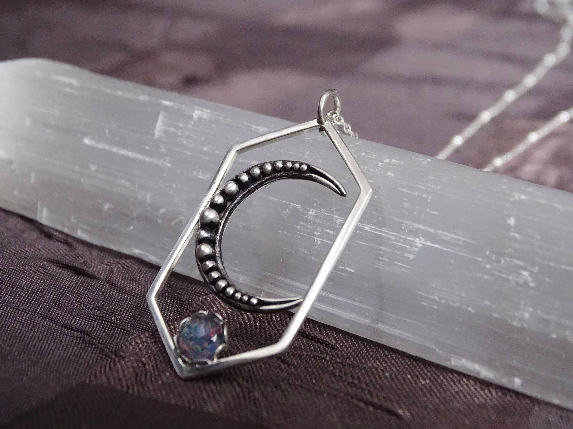 Sterling silver moon necklace
