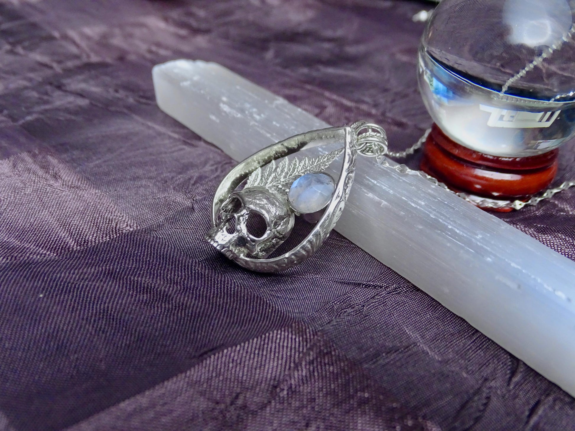 skull moonstone necklace
