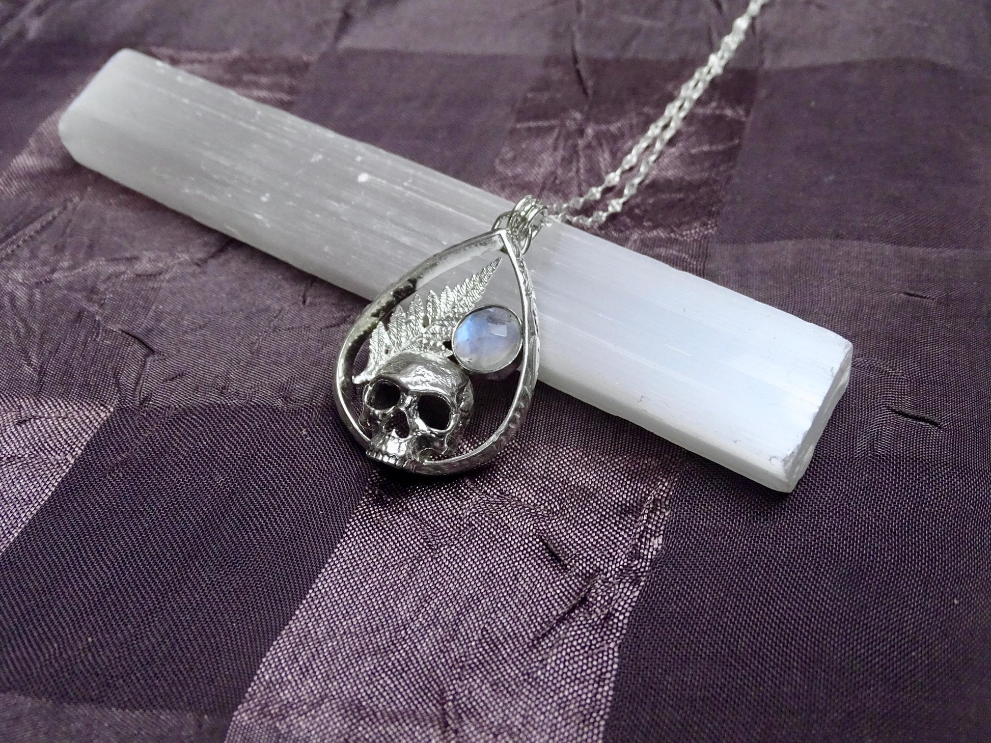 skull moonstone necklace