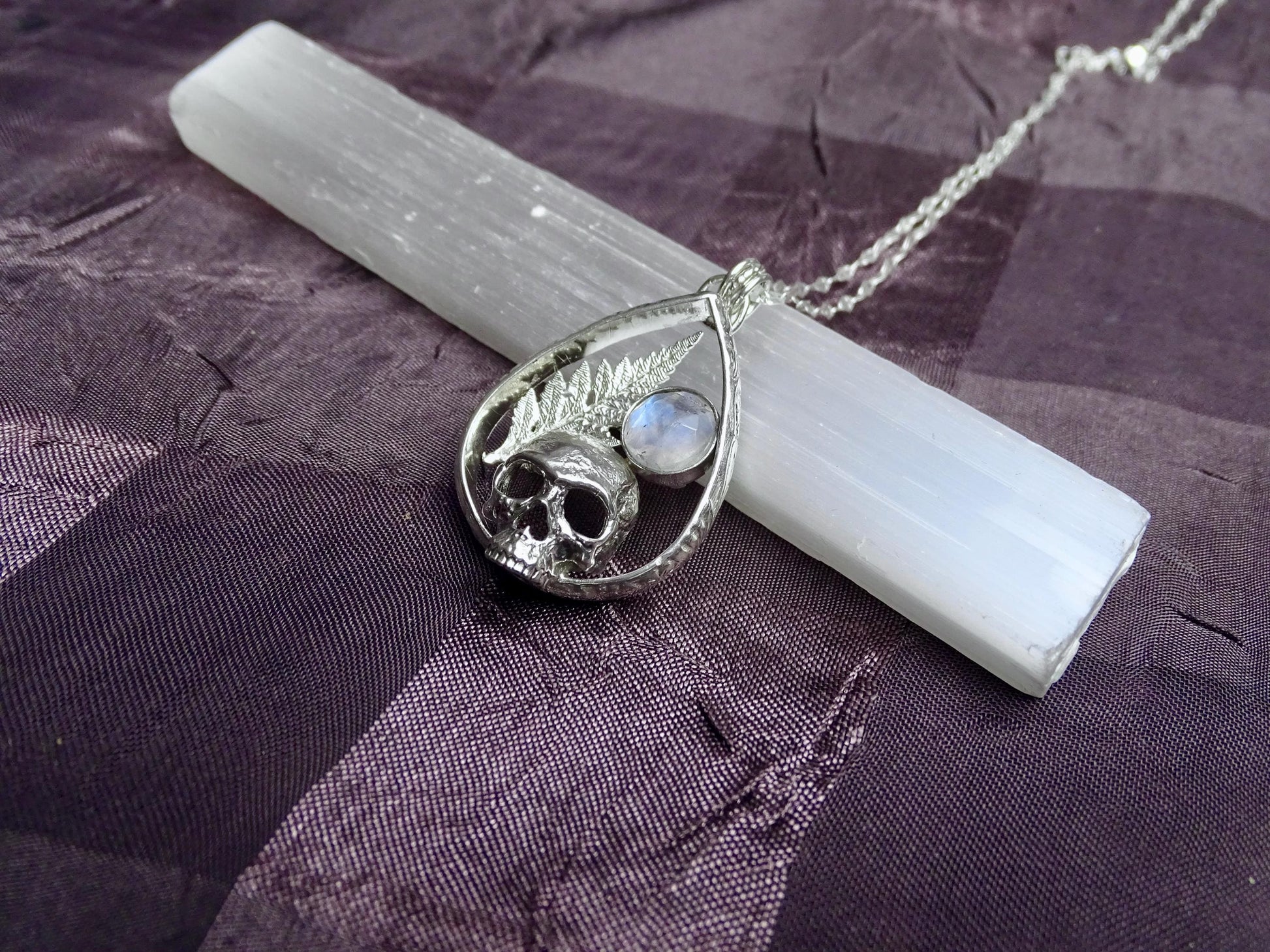 skull moonstone necklace
