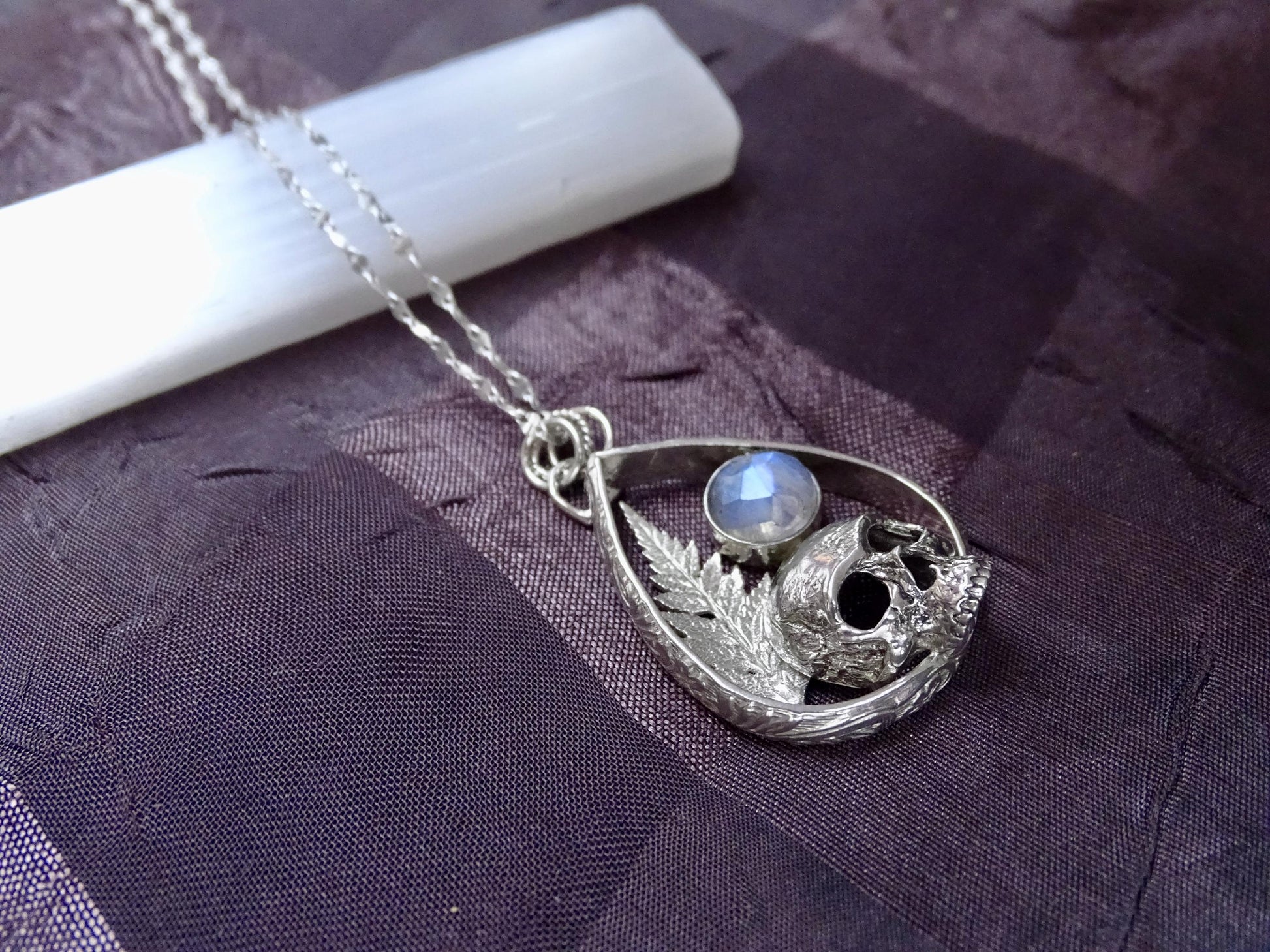 skull moonstone necklace