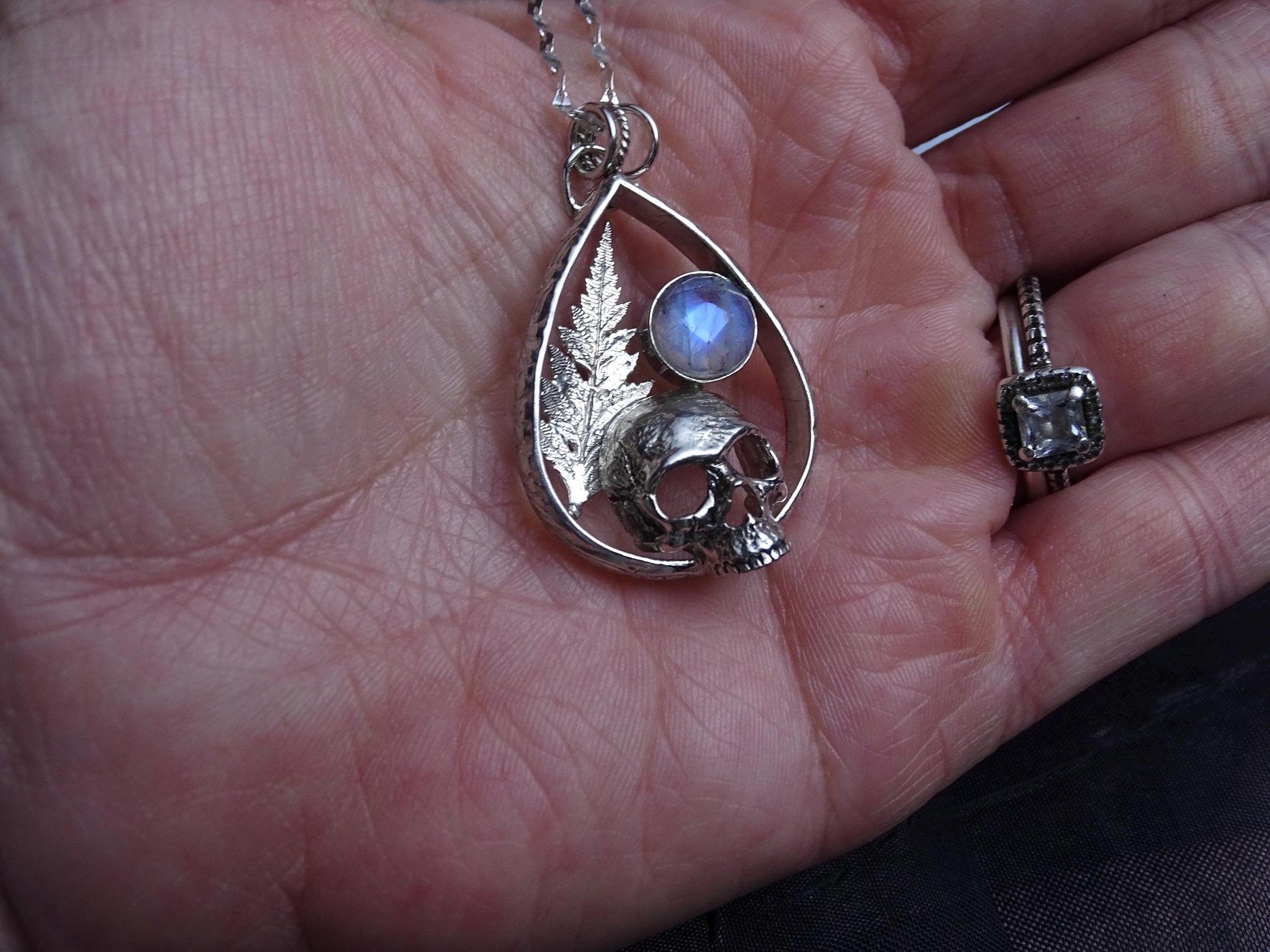 skull moonstone necklace
