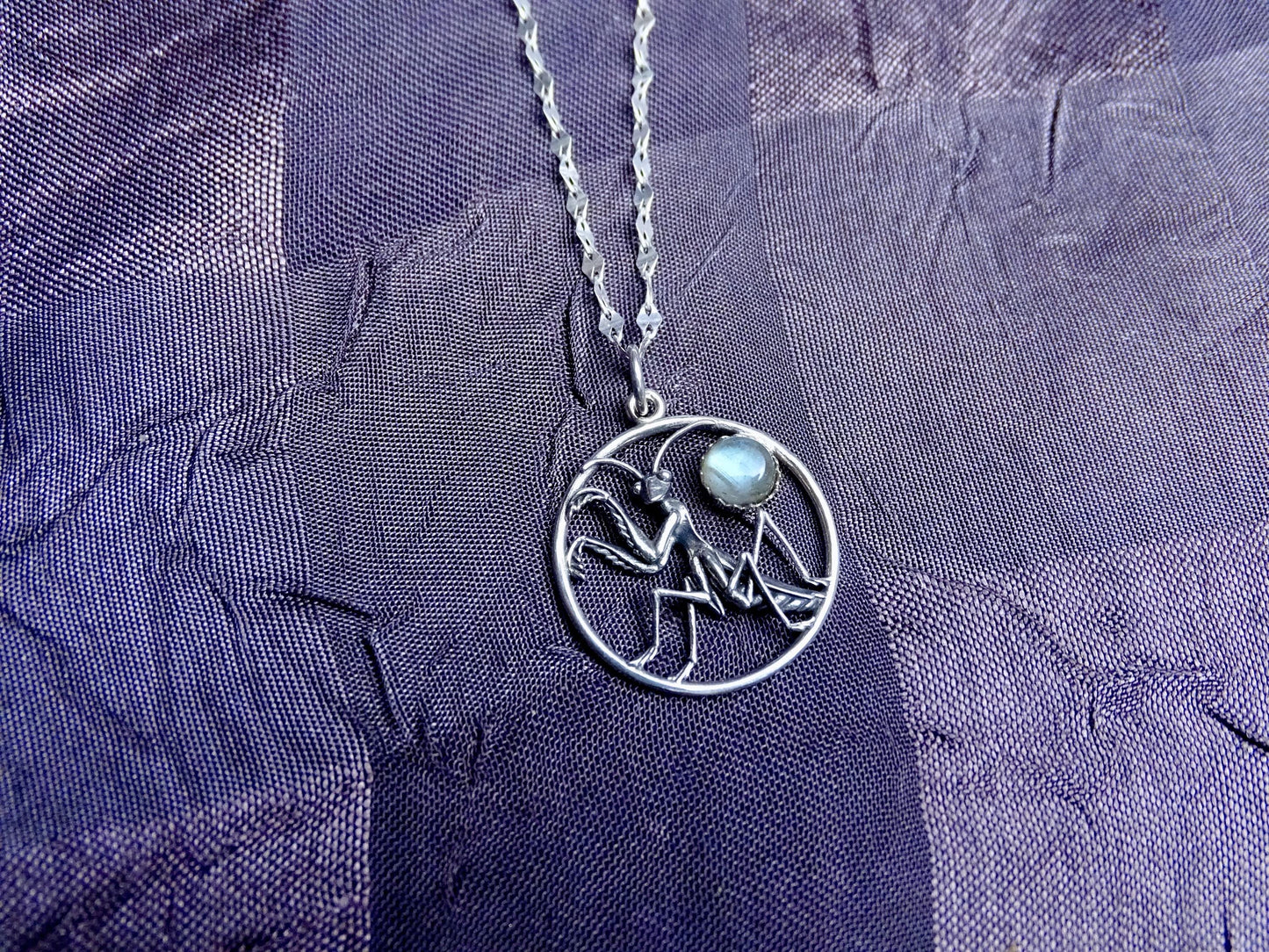 Nature-Inspired Sterling Silver Praying Mantis Pendant - Insect Jewelry for Nature Lovers   - Unique Christmas Present