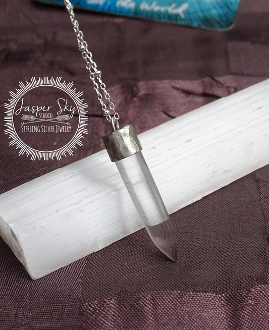 Quartz Bullet Pendant Necklace
