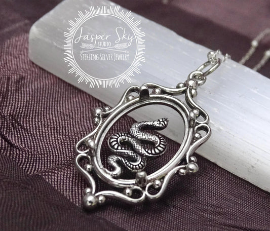 Sterling Silver Snake Cameo Pendant