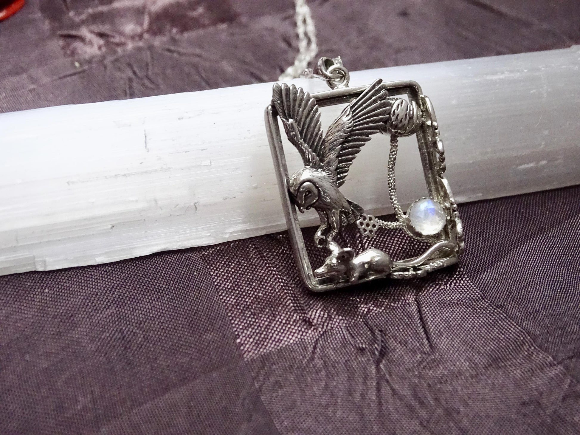 Owl necklace sterling silver