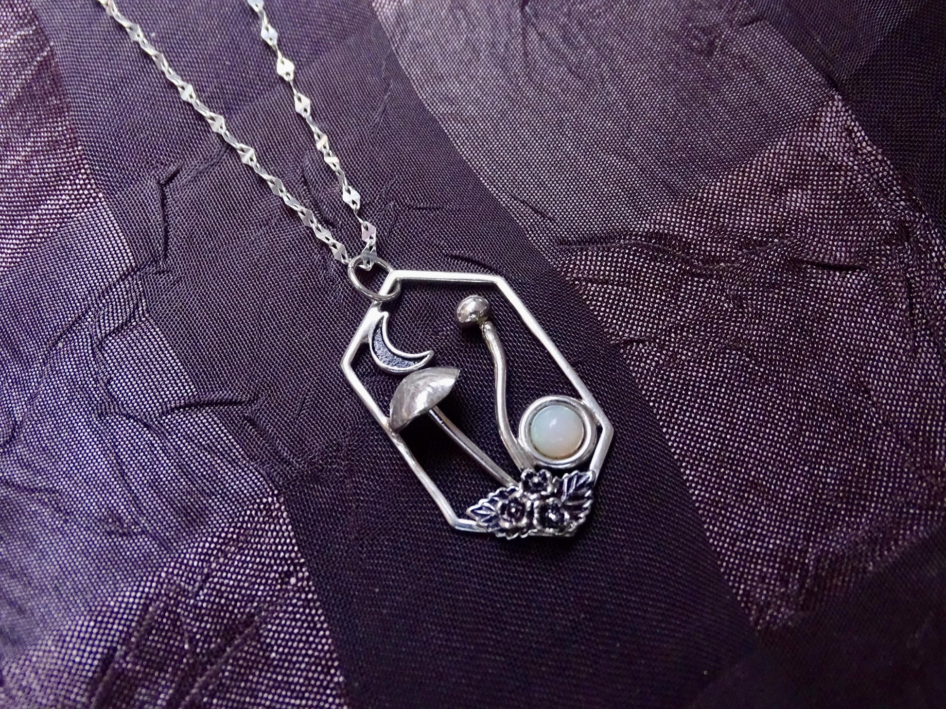 Mushroom Sterling Silver necklace