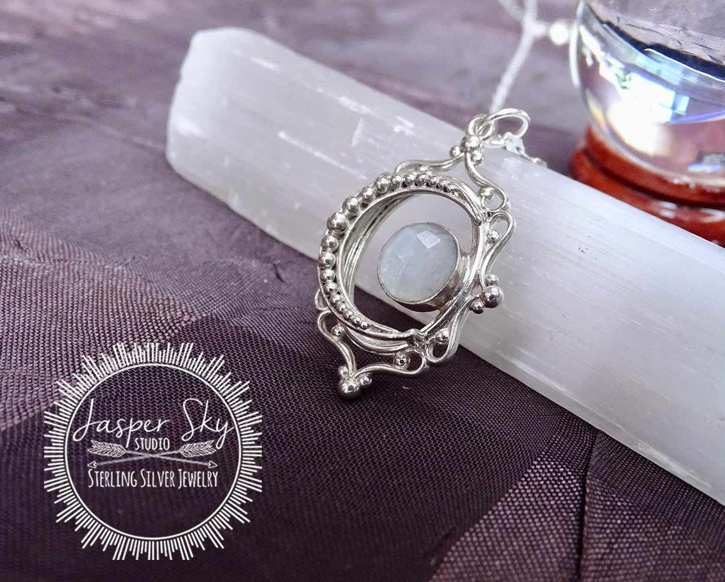 Sterling silver moon necklace with Moonstone
