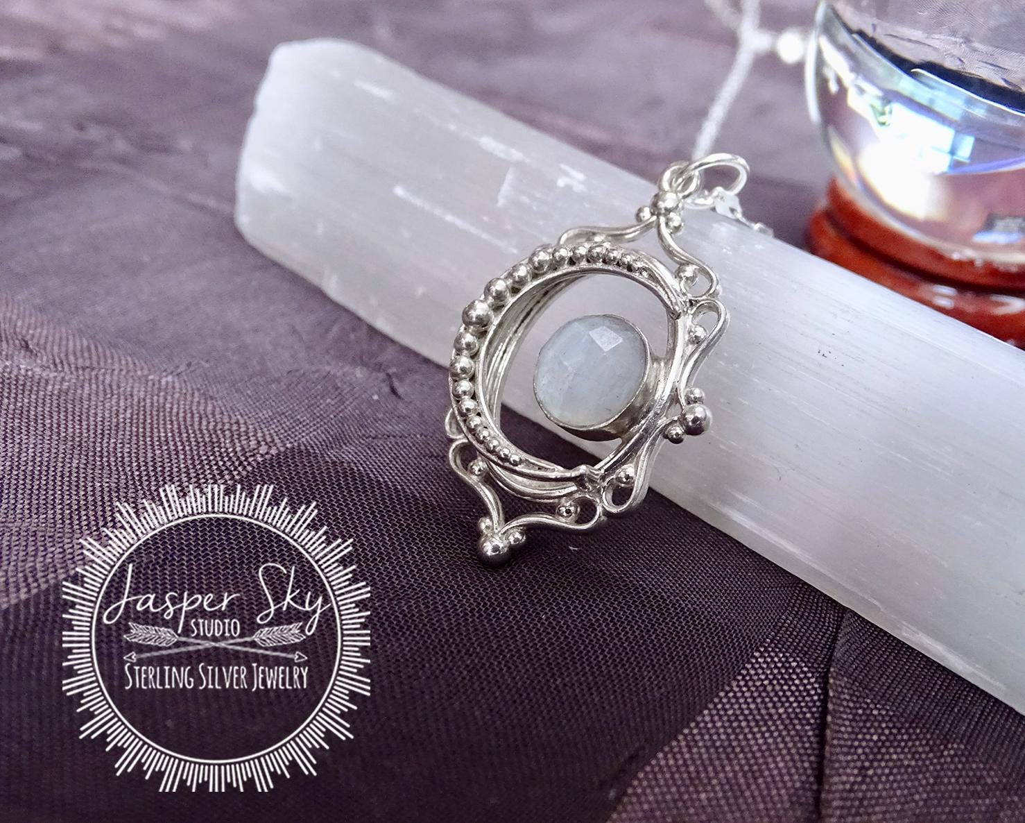 Sterling silver moon necklace with Moonstone