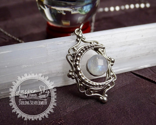 Sterling silver moon necklace with Moonstone