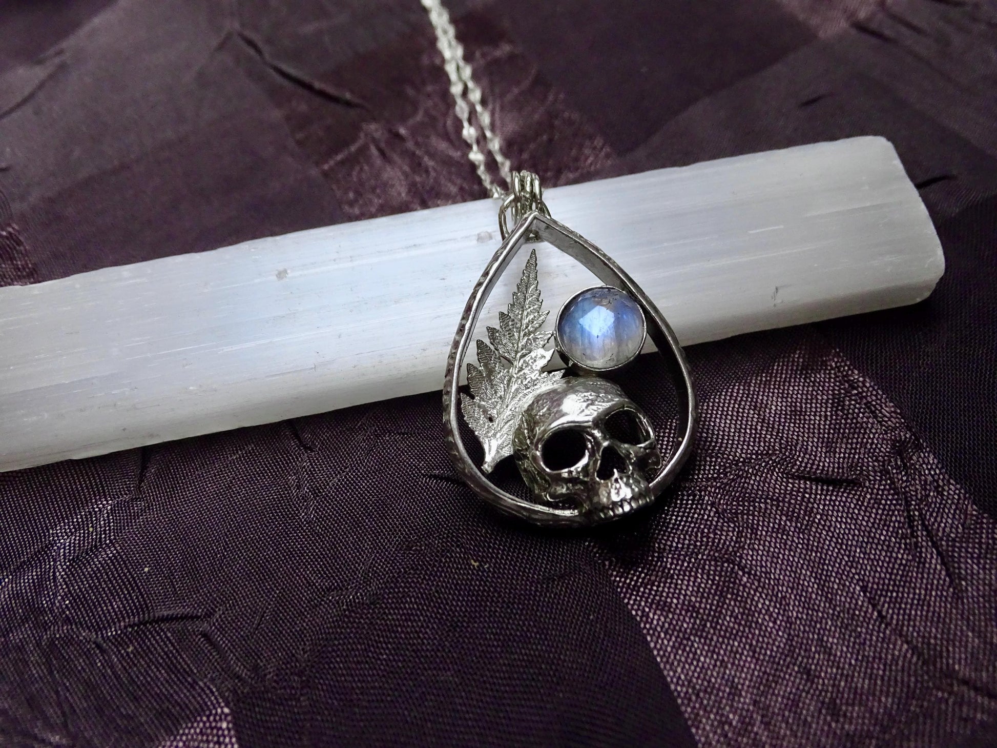 skull moonstone necklace