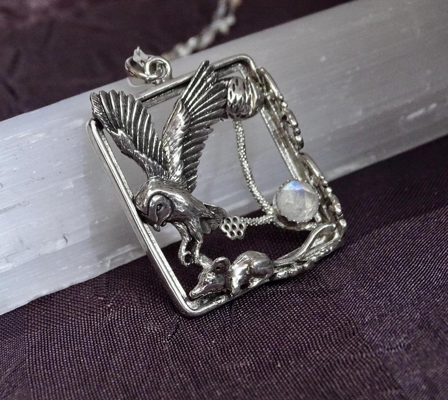 Owl necklace sterling silver