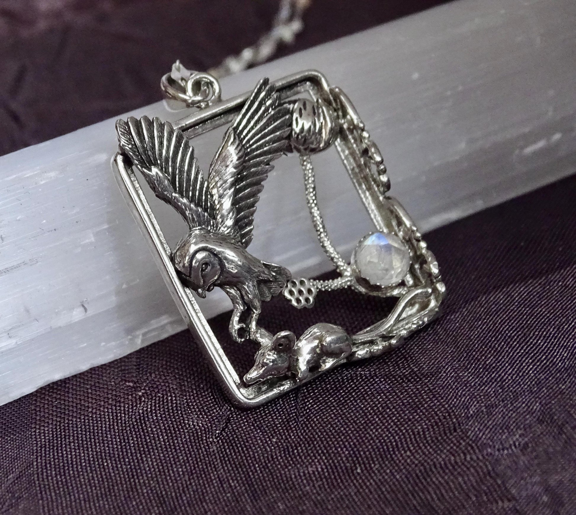 Owl necklace sterling silver